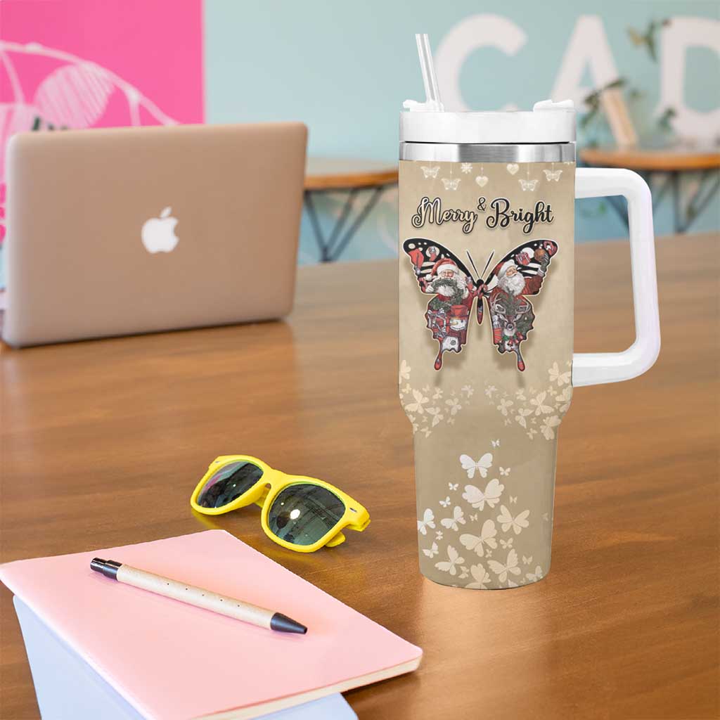 Butterfly Christmas Tumbler With Handle Freedom Is For Everyone - Wonder Print Shop