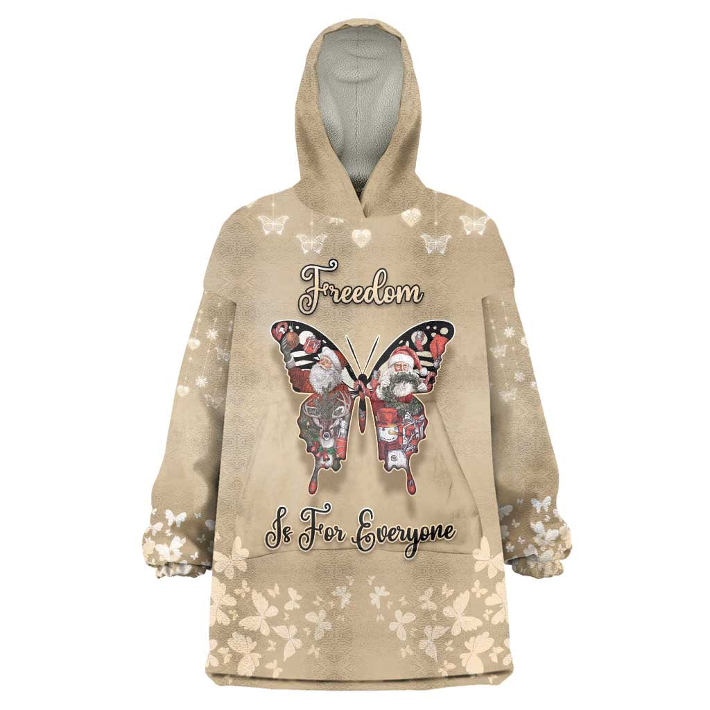 Butterfly Christmas Wearable Blanket Hoodie Freedom Is For Everyone - Wonder Print Shop