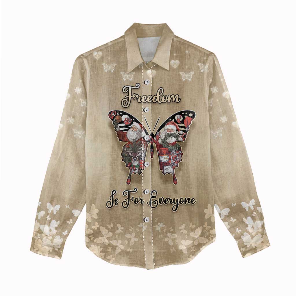 Butterfly Christmas Women Casual Shirt Freedom Is For Everyone - Wonder Print Shop