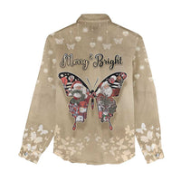 Butterfly Christmas Women Casual Shirt Freedom Is For Everyone - Wonder Print Shop