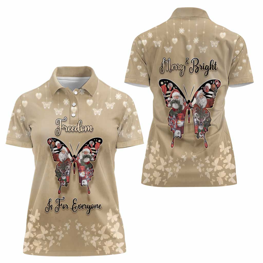 Butterfly Christmas Women Polo Shirt Freedom Is For Everyone - Wonder Print Shop