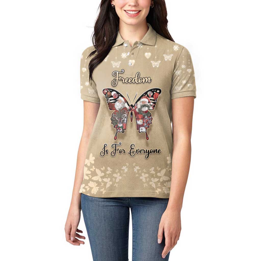 Butterfly Christmas Women Polo Shirt Freedom Is For Everyone - Wonder Print Shop