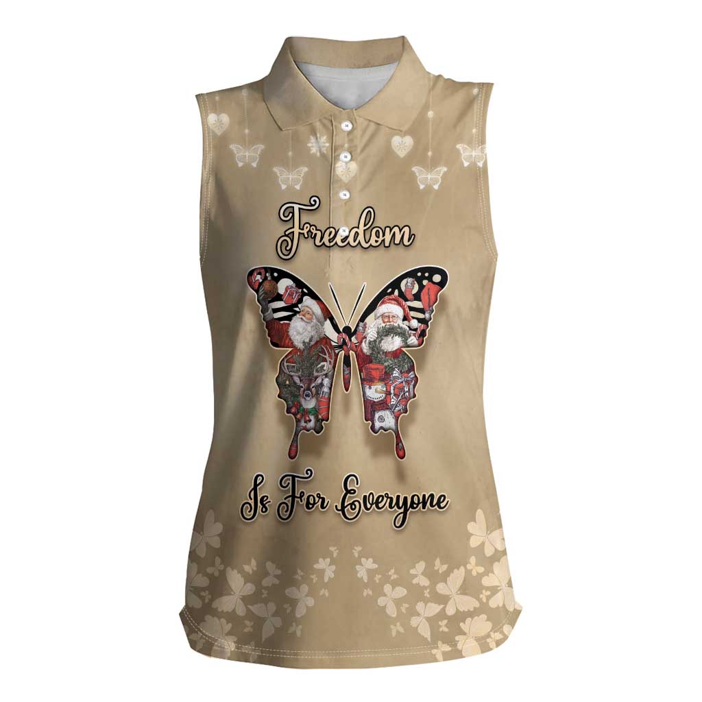 Butterfly Christmas Women Sleeveless Polo Shirt Freedom Is For Everyone - Wonder Print Shop