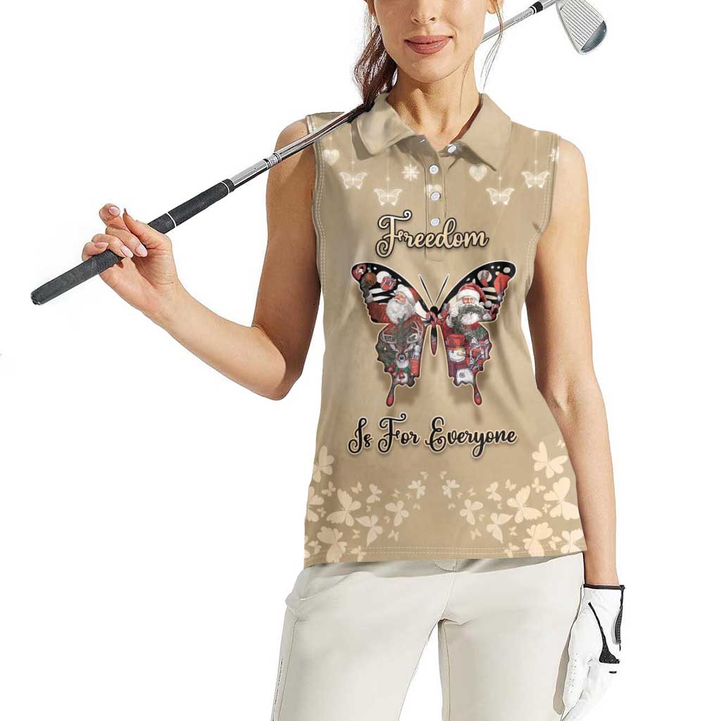 Butterfly Christmas Women Sleeveless Polo Shirt Freedom Is For Everyone - Wonder Print Shop