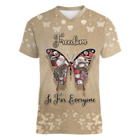 Butterfly Christmas Women V-Neck T-Shirt Freedom Is For Everyone - Wonder Print Shop