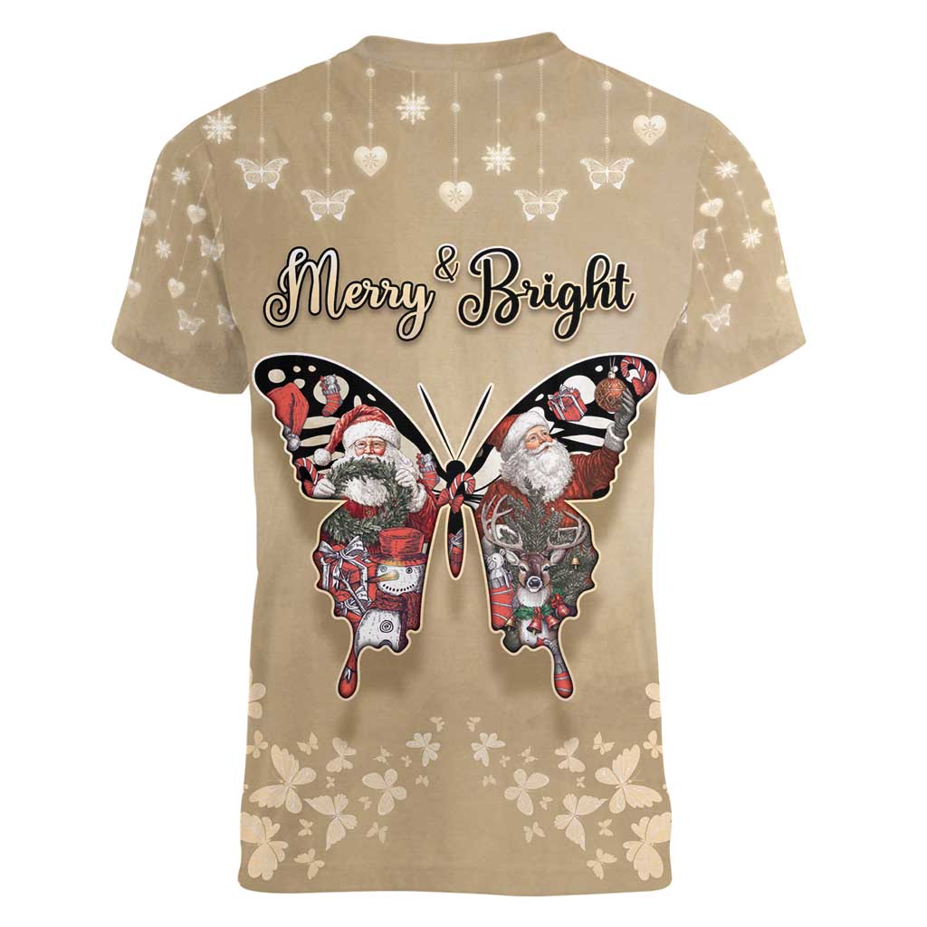 Butterfly Christmas Women V-Neck T-Shirt Freedom Is For Everyone - Wonder Print Shop
