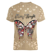 Butterfly Christmas Women V-Neck T-Shirt Freedom Is For Everyone - Wonder Print Shop