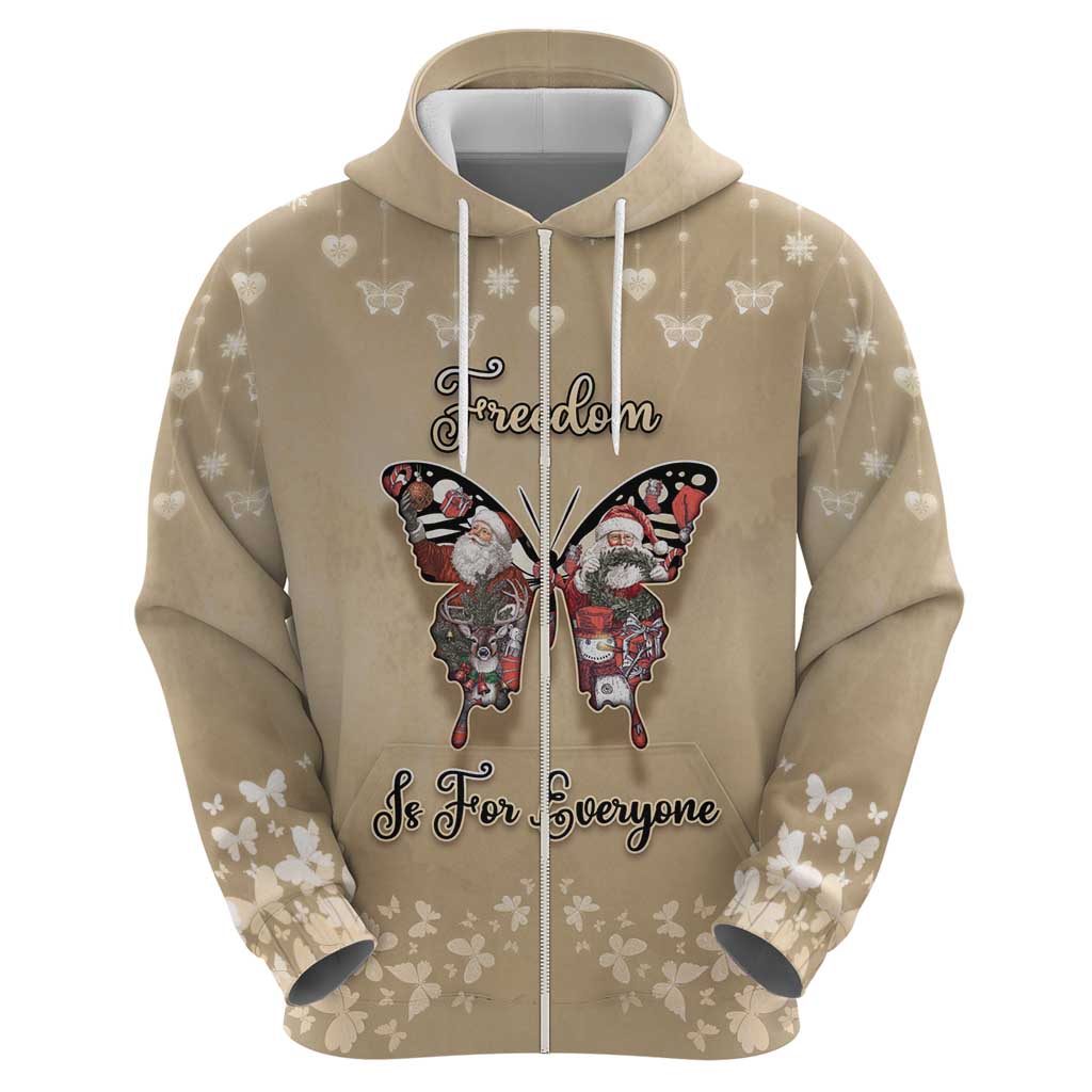 Butterfly Christmas Zip Hoodie Freedom Is For Everyone - Wonder Print Shop