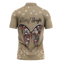 Butterfly Christmas Zipper Polo Shirt Freedom Is For Everyone - Wonder Print Shop