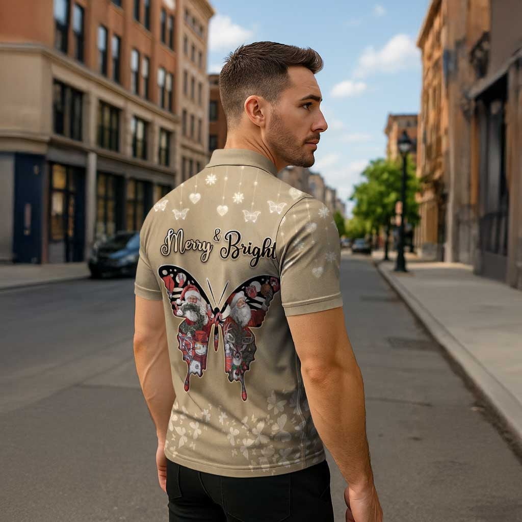 Butterfly Christmas Zipper Polo Shirt Freedom Is For Everyone - Wonder Print Shop