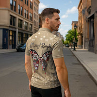 Butterfly Christmas Zipper Polo Shirt Freedom Is For Everyone - Wonder Print Shop