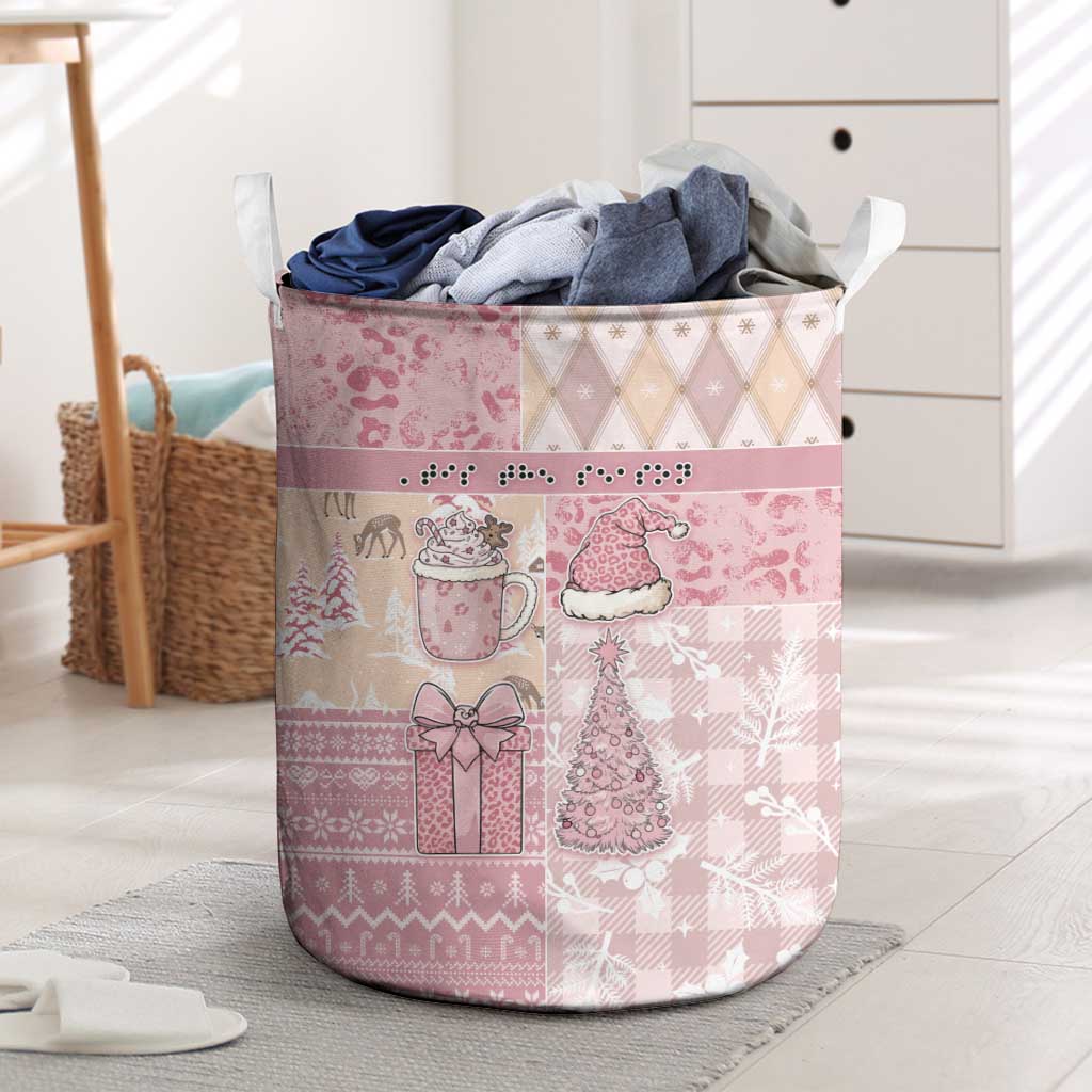 Braille Christmas Laundry Basket Tis The Season Patchwork Style - Wonder Print Shop