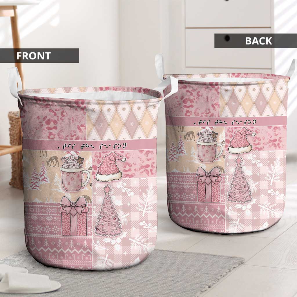 Braille Christmas Laundry Basket Tis The Season Patchwork Style - Wonder Print Shop