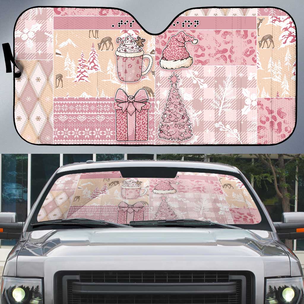Braille Christmas Auto Sun Shade Tis The Season Patchwork Style - Wonder Print Shop