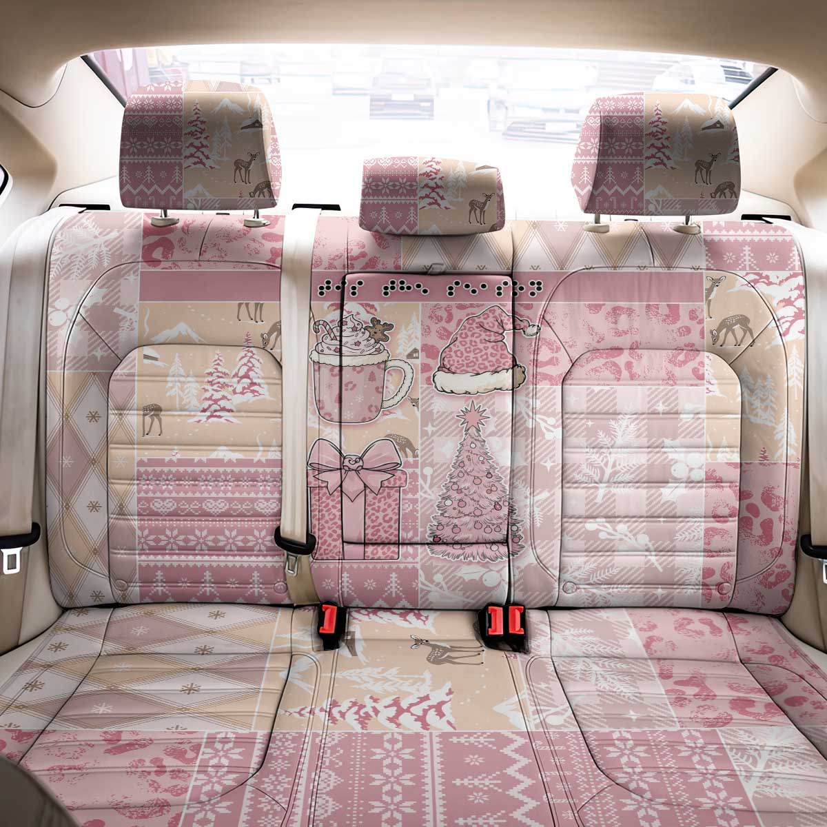 Braille Christmas Back Car Seat Cover Tis The Season Patchwork Style - Wonder Print Shop