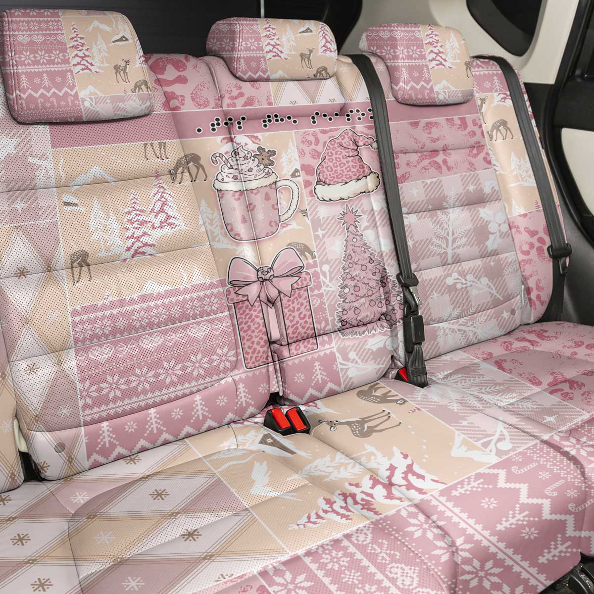 Braille Christmas Back Car Seat Cover Tis The Season Patchwork Style - Wonder Print Shop