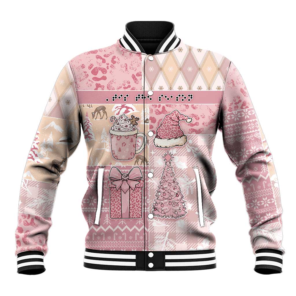 Braille Christmas Baseball Jacket Tis The Season Patchwork Style - Wonder Print Shop