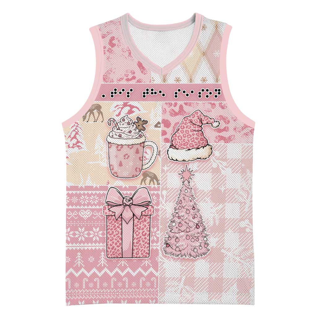 Braille Christmas Basketball Jersey Tis The Season Patchwork Style - Wonder Print Shop