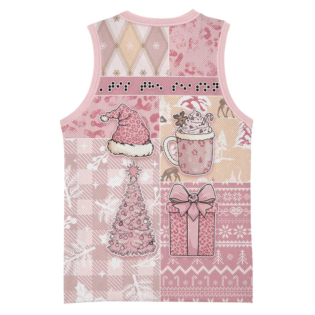 Braille Christmas Basketball Jersey Tis The Season Patchwork Style - Wonder Print Shop
