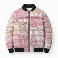 Braille Christmas Bomber Puffer Jacket Tis The Season Patchwork Style - Wonder Print Shop
