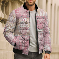 Braille Christmas Bomber Puffer Jacket Tis The Season Patchwork Style - Wonder Print Shop
