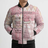 Braille Christmas Bomber Puffer Jacket Tis The Season Patchwork Style - Wonder Print Shop
