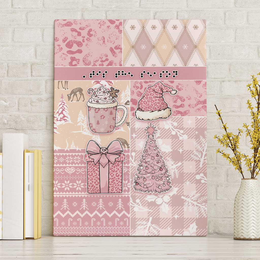Braille Christmas Canvas Wall Art Tis The Season Patchwork Style - Wonder Print Shop