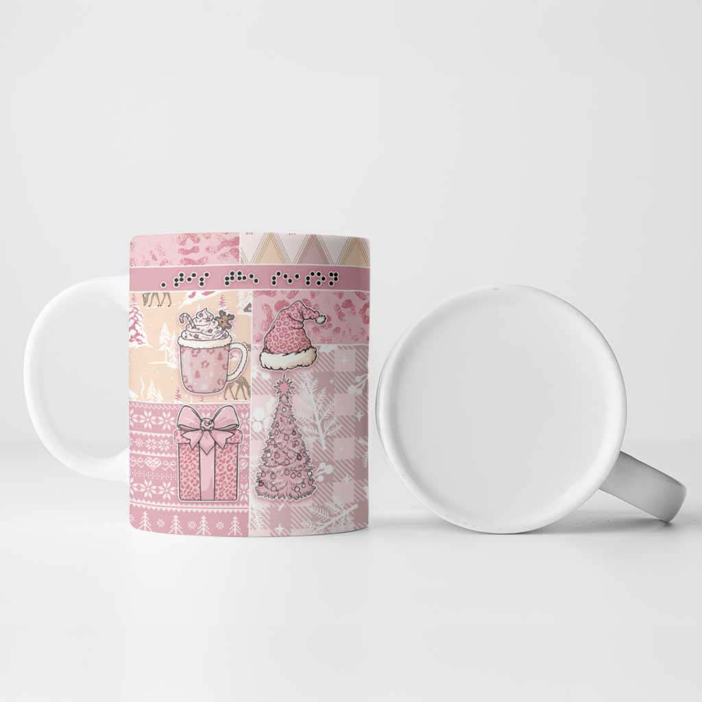 Braille Christmas Ceramic Mug Tis The Season Patchwork Style - Wonder Print Shop