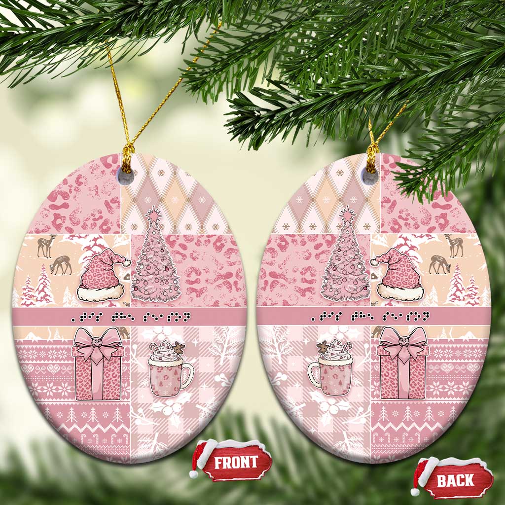 Braille Christmas Ceramic Ornament Tis The Season Patchwork Style - Wonder Print Shop