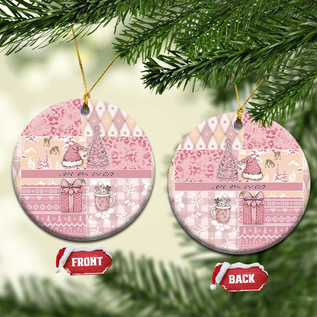 Braille Christmas Ceramic Ornament Tis The Season Patchwork Style - Wonder Print Shop