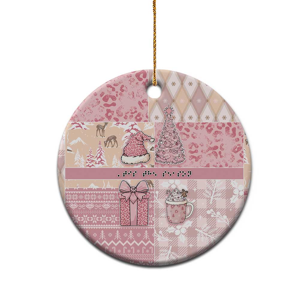 Braille Christmas Ceramic Ornament Tis The Season Patchwork Style - Wonder Print Shop