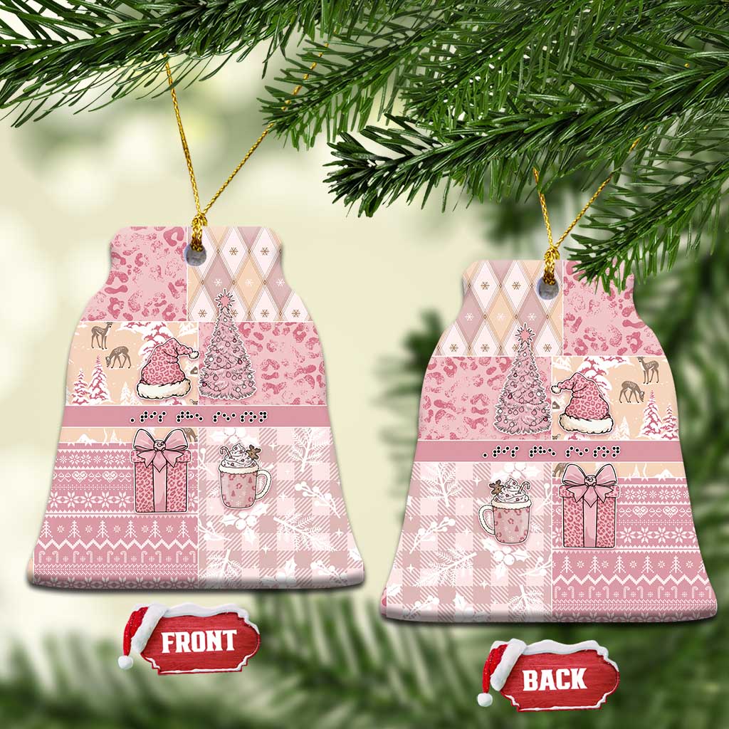 Braille Christmas Ceramic Ornament Tis The Season Patchwork Style - Wonder Print Shop