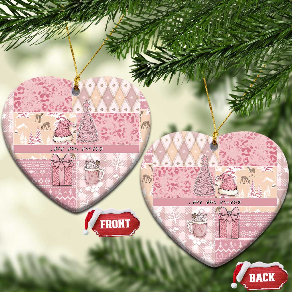 Braille Christmas Ceramic Ornament Tis The Season Patchwork Style - Wonder Print Shop