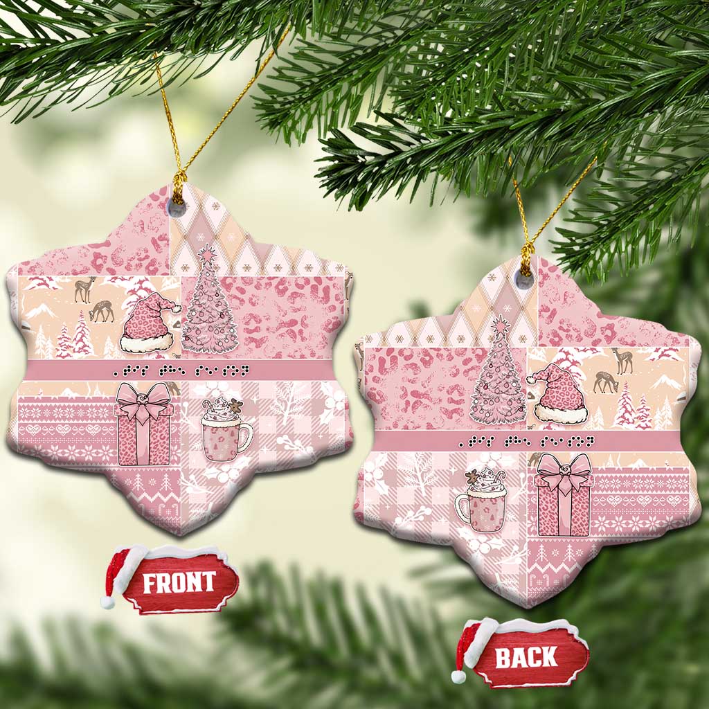 Braille Christmas Ceramic Ornament Tis The Season Patchwork Style - Wonder Print Shop
