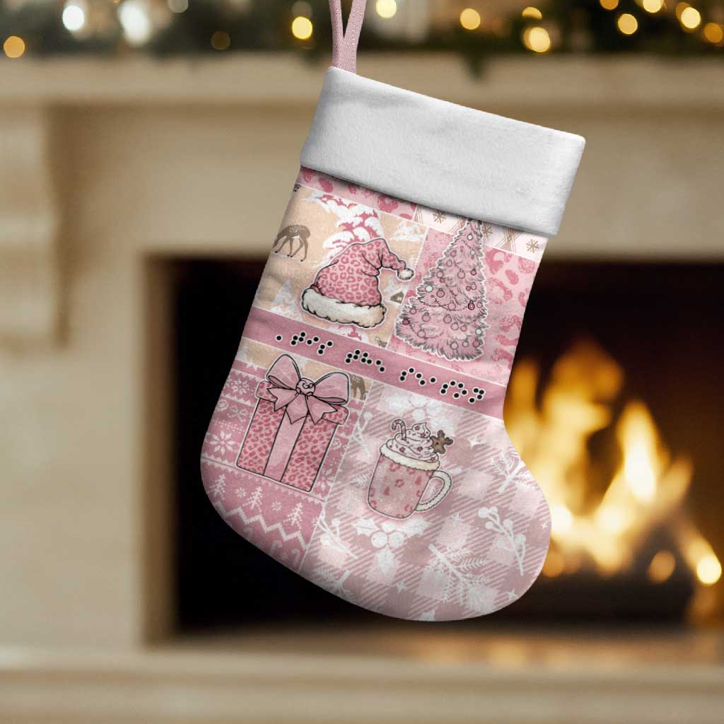 Braille Christmas Stocking Tis The Season Patchwork Style - Wonder Print Shop