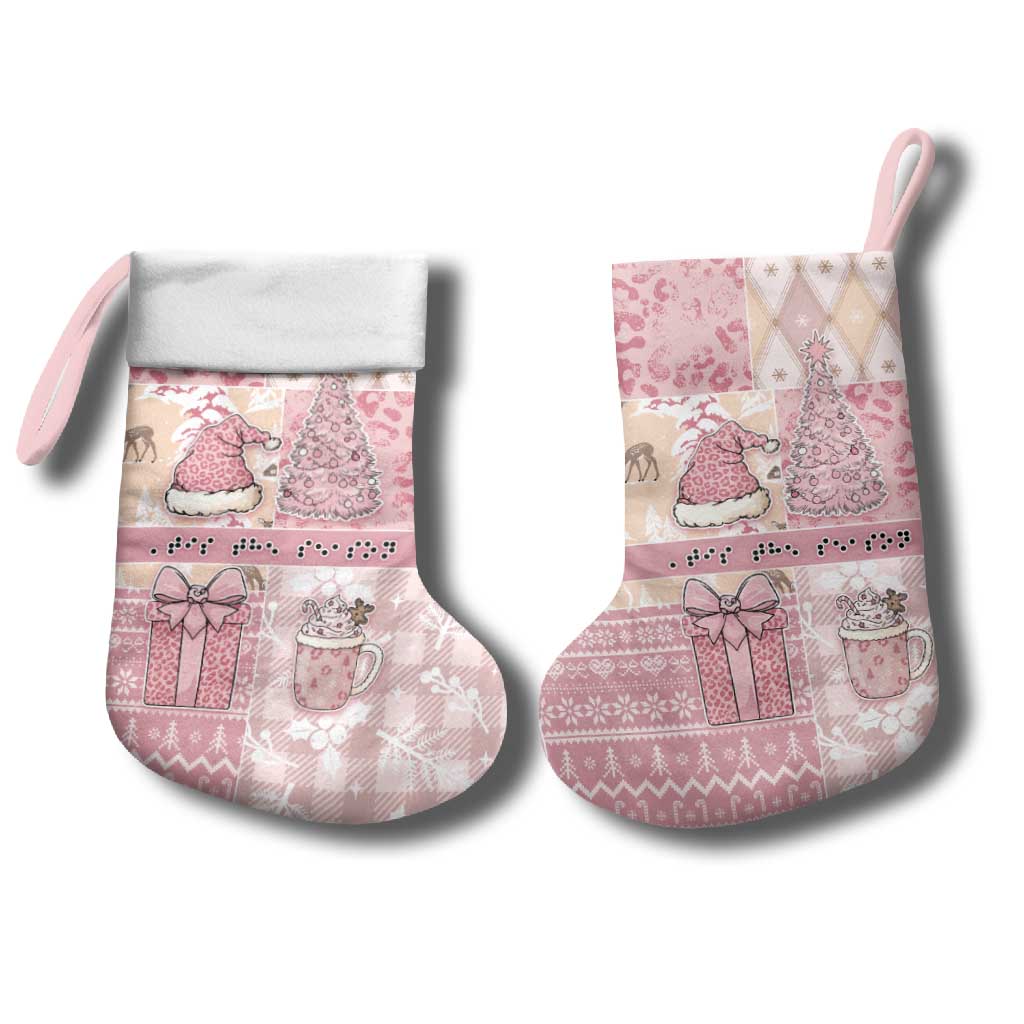 Braille Christmas Stocking Tis The Season Patchwork Style - Wonder Print Shop