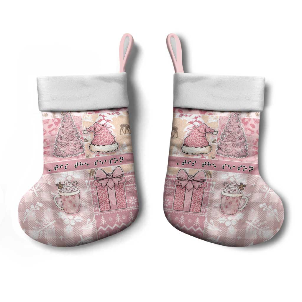 Braille Christmas Stocking Tis The Season Patchwork Style - Wonder Print Shop