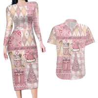 Braille Christmas Couples Matching Long Sleeve Bodycon Dress and Hawaiian Shirt Tis The Season Patchwork Style - Wonder Print Shop