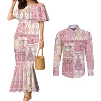 Braille Christmas Couples Matching Mermaid Dress and Long Sleeve Button Shirt Tis The Season Patchwork Style - Wonder Print Shop