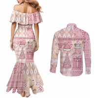 Braille Christmas Couples Matching Mermaid Dress and Long Sleeve Button Shirt Tis The Season Patchwork Style - Wonder Print Shop