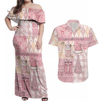 Braille Christmas Couples Matching Off Shoulder Maxi Dress and Hawaiian Shirt Tis The Season Patchwork Style - Wonder Print Shop