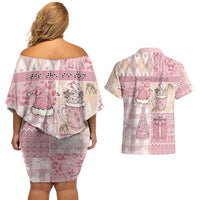 Braille Christmas Couples Matching Off Shoulder Short Dress and Hawaiian Shirt Tis The Season Patchwork Style - Wonder Print Shop