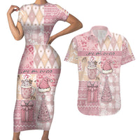 Braille Christmas Couples Matching Short Sleeve Bodycon Dress and Hawaiian Shirt Tis The Season Patchwork Style - Wonder Print Shop