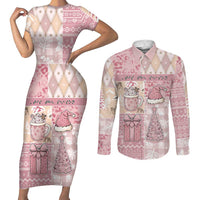 Braille Christmas Couples Matching Short Sleeve Bodycon Dress and Long Sleeve Button Shirt Tis The Season Patchwork Style - Wonder Print Shop