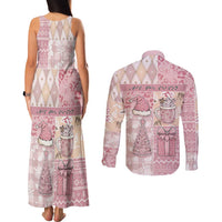 Braille Christmas Couples Matching Tank Maxi Dress and Long Sleeve Button Shirt Tis The Season Patchwork Style - Wonder Print Shop