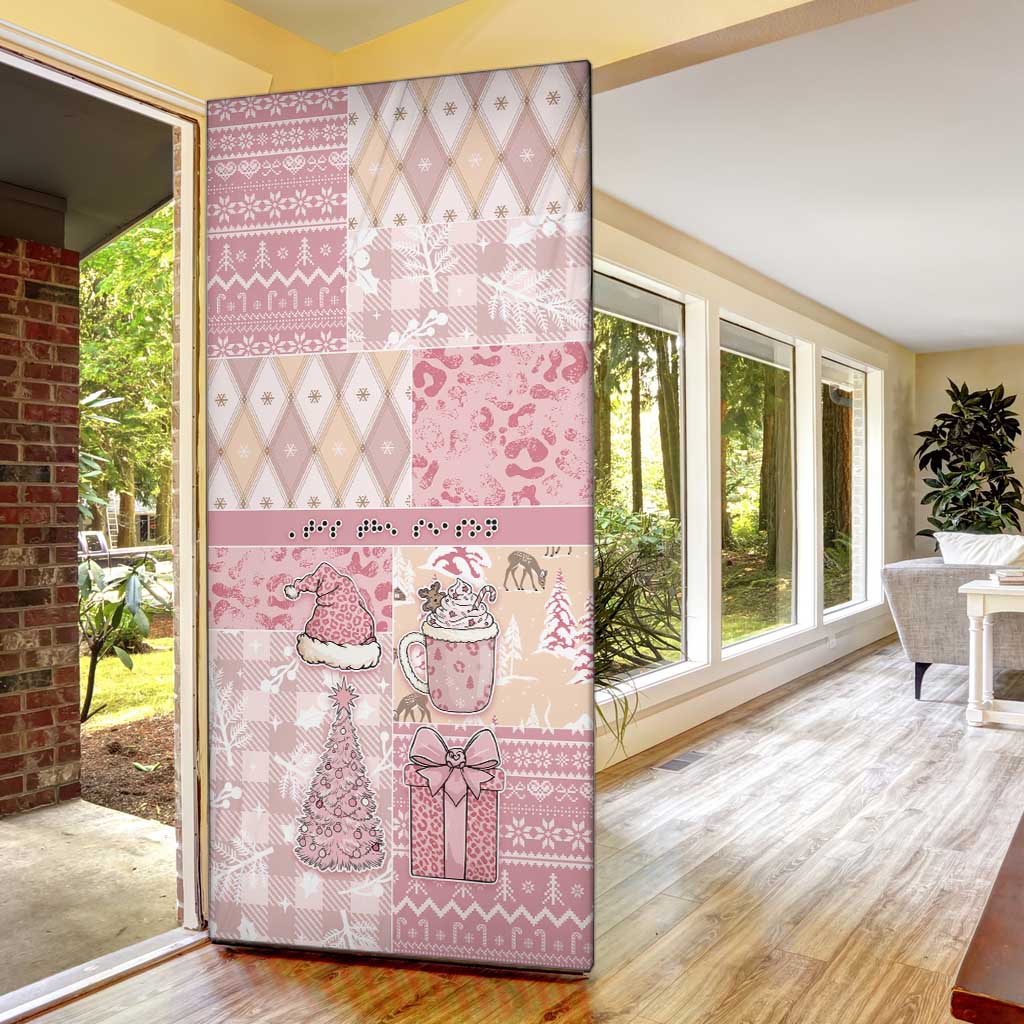 Braille Christmas Door Cover Tis The Season Patchwork Style - Wonder Print Shop