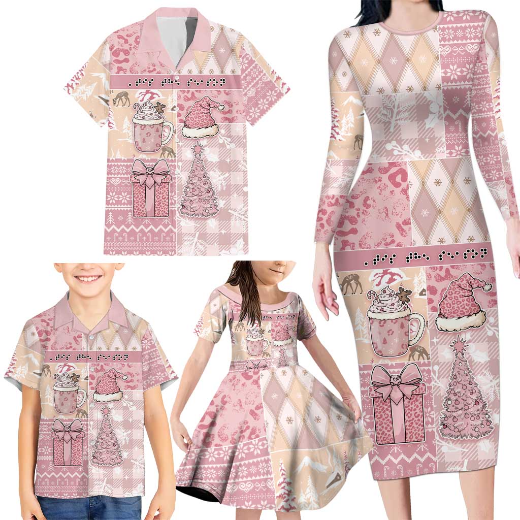 Braille Christmas Family Matching Long Sleeve Bodycon Dress and Hawaiian Shirt Tis The Season Patchwork Style - Wonder Print Shop