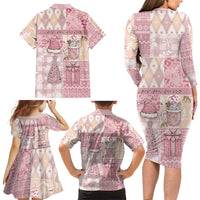 Braille Christmas Family Matching Long Sleeve Bodycon Dress and Hawaiian Shirt Tis The Season Patchwork Style - Wonder Print Shop