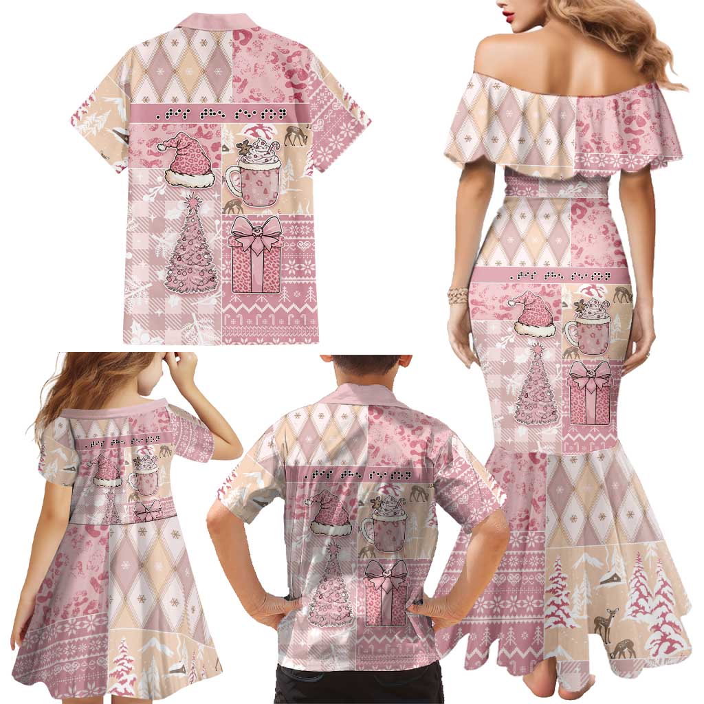 Braille Christmas Family Matching Mermaid Dress and Hawaiian Shirt Tis The Season Patchwork Style - Wonder Print Shop