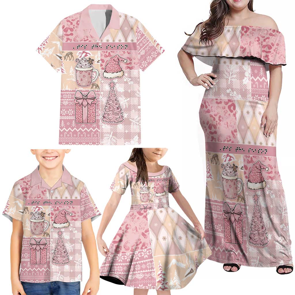 Braille Christmas Family Matching Off Shoulder Maxi Dress and Hawaiian Shirt Tis The Season Patchwork Style - Wonder Print Shop